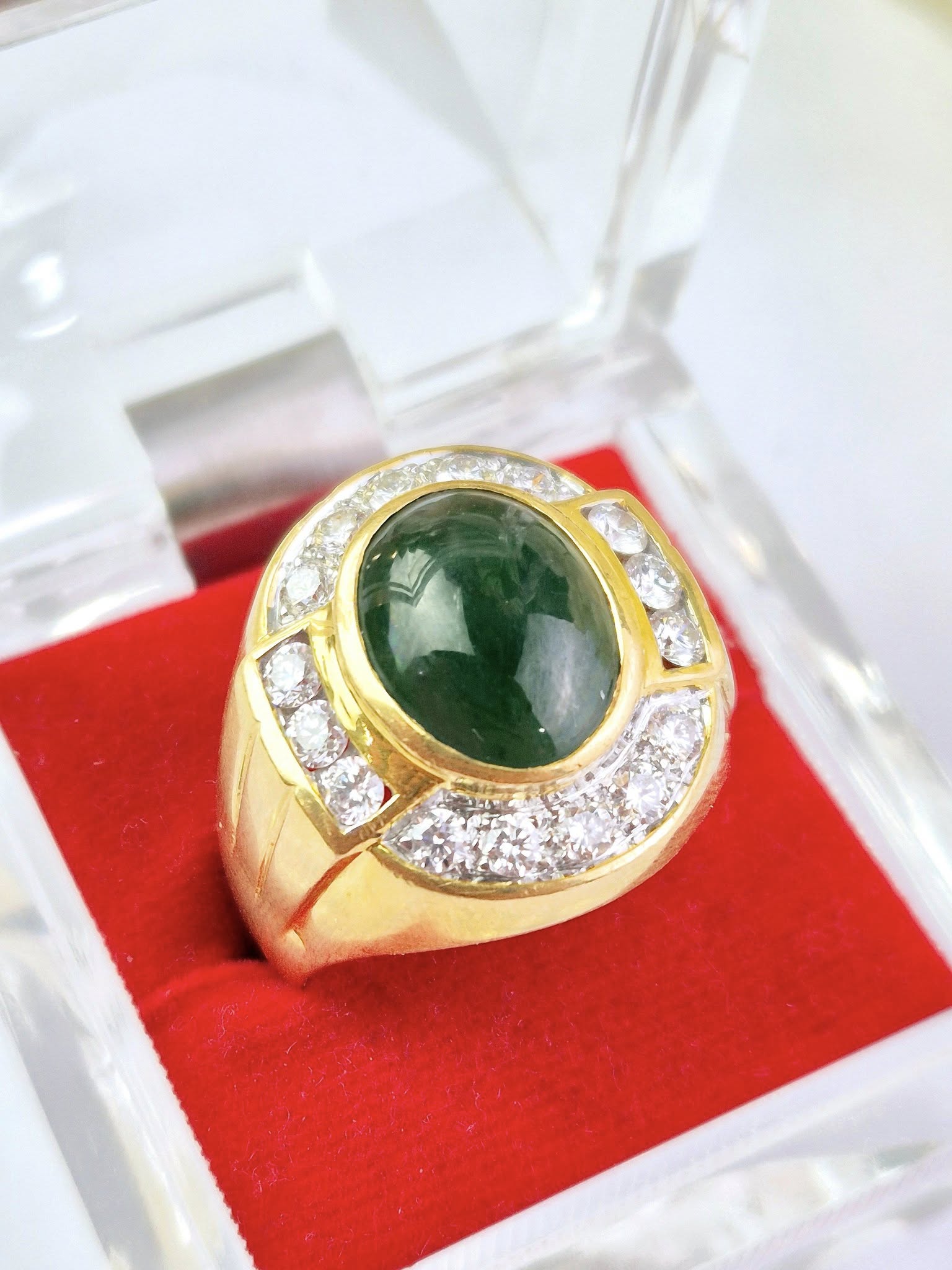 รหัส680505R1-แหวนหยกล้อมเพชร - Image 2