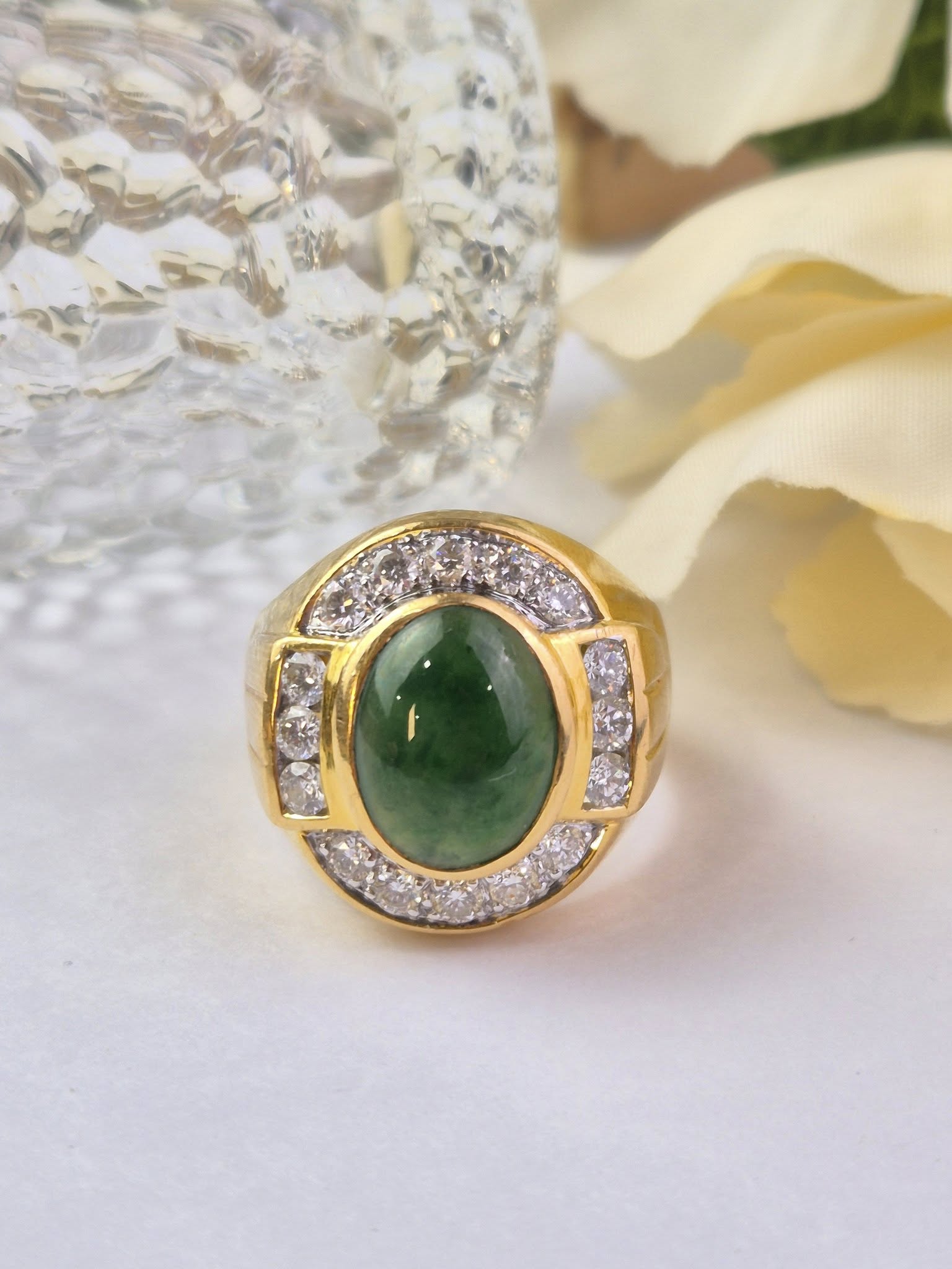 รหัส680505R1-แหวนหยกล้อมเพชร - Image 4